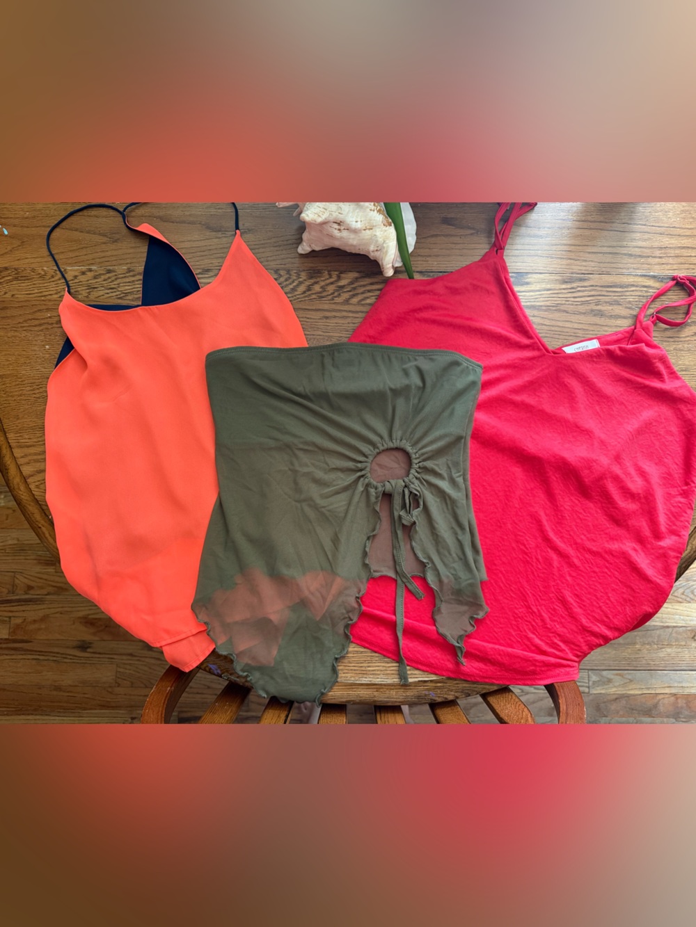 Cherish Orange, Olive, and Red Camisole Trio